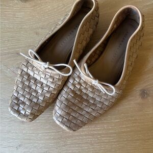 Freda Salvador Jada Square Toe Ballet Flat Tan Woven Size 7